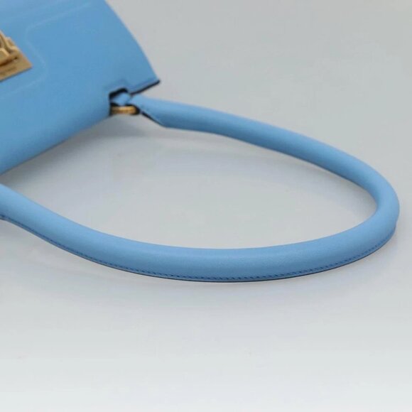 Salvatore Ferragamo Gancini Shoulder Bag Leather Blue Gold Auth 114931V - Picture 8 of 14